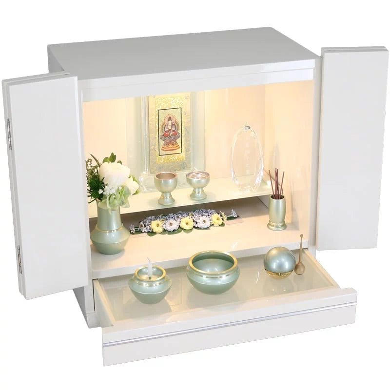 モダン仏具セット 浄丸型 パステルグリーンの詳細アップ画像3枚目