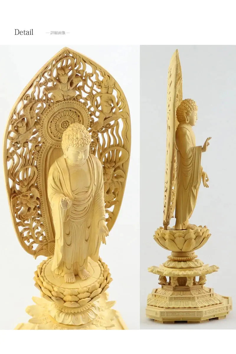 本柘植仏像 上彫り 八角台座 舟立弥陀 【浄土宗・時宗】の商品画像9枚目