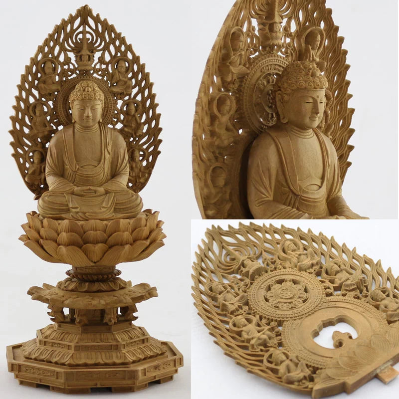 檀木仏像 八角台座 座釈迦 眼入り【曹洞宗・臨済宗・禅宗】の詳細アップ画像2枚目