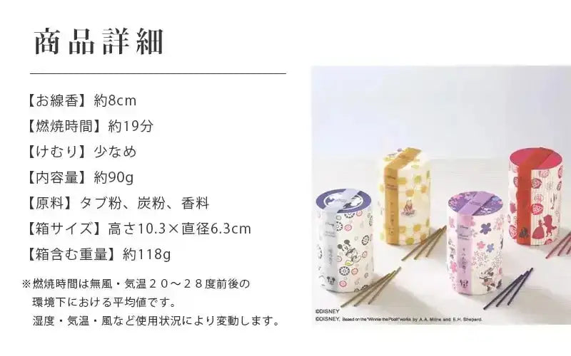 ディズニー ルームインセンス 筒箱 自宅用 の商品詳細画像