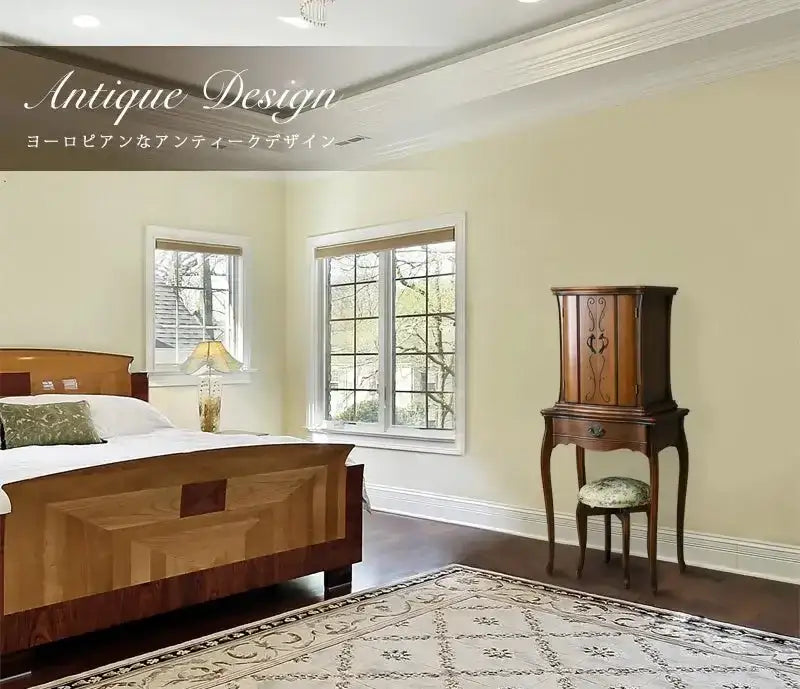 アンティーク調仏壇 ボヌール クラシック 脚付き&椅子付きのリビング設置イメージ