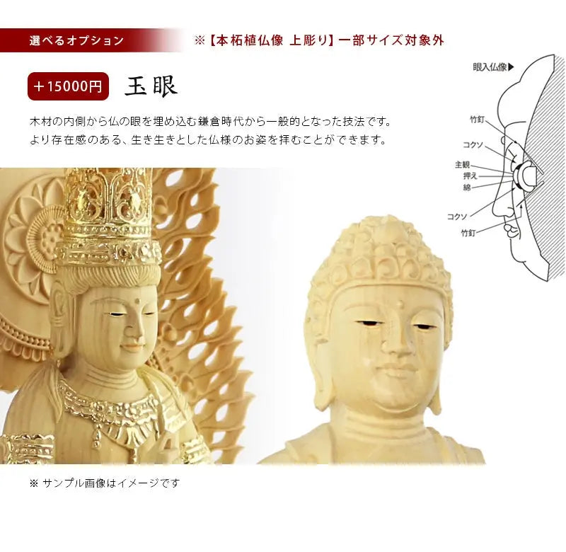 本柘植仏像の選べるオプション【玉眼】