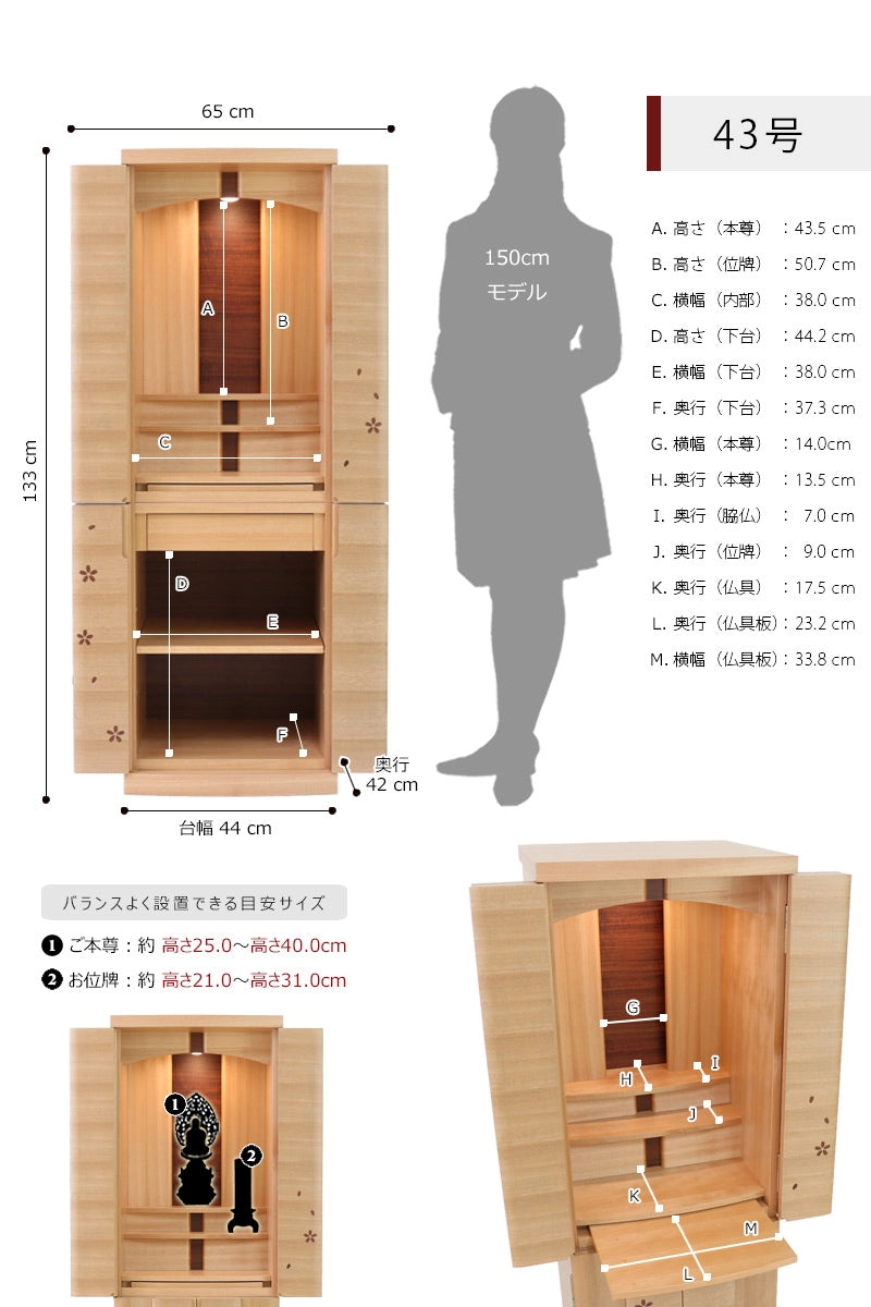 お仏壇のサイズ表・重量・本尊の目安サイズの詳細画像②