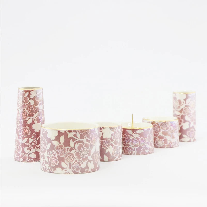 美濃焼仏具セット 花むすび 丸型香炉 ワイン | 仏具の通販