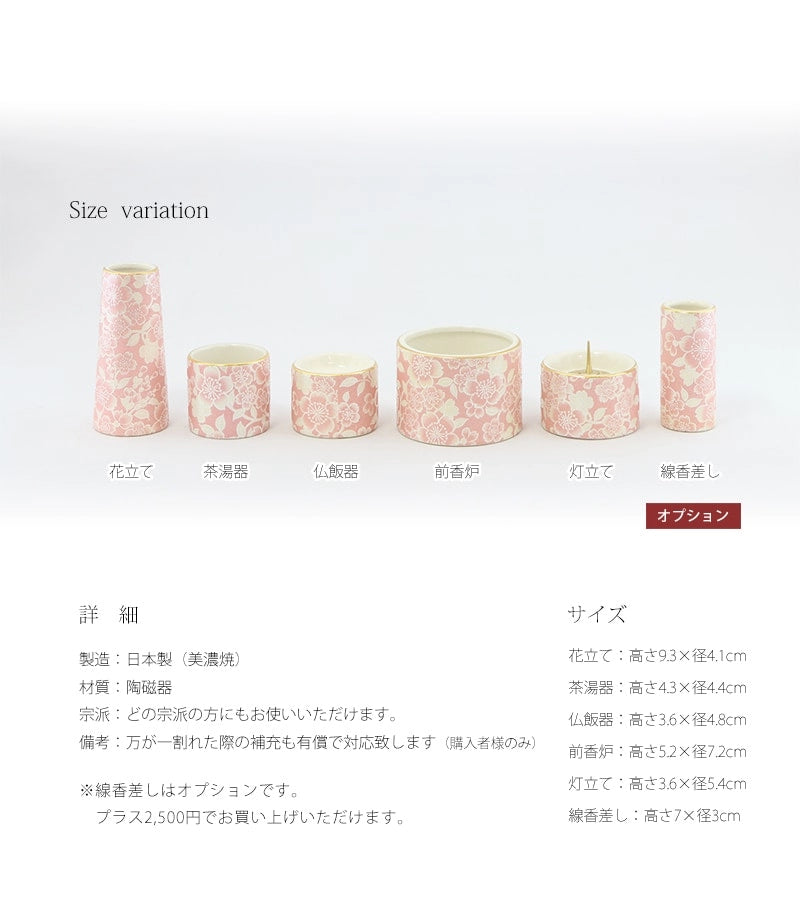 各仏具のサイズと詳細について