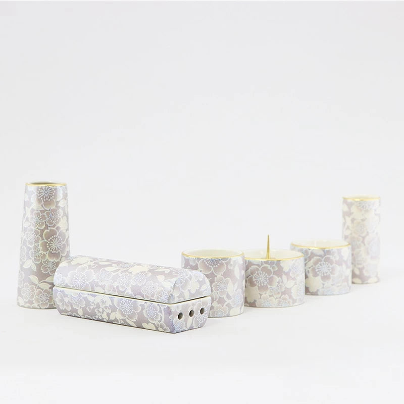 美濃焼仏具セット 花むすび 筒型香炉 藤 | 仏具の通販 | インテリア