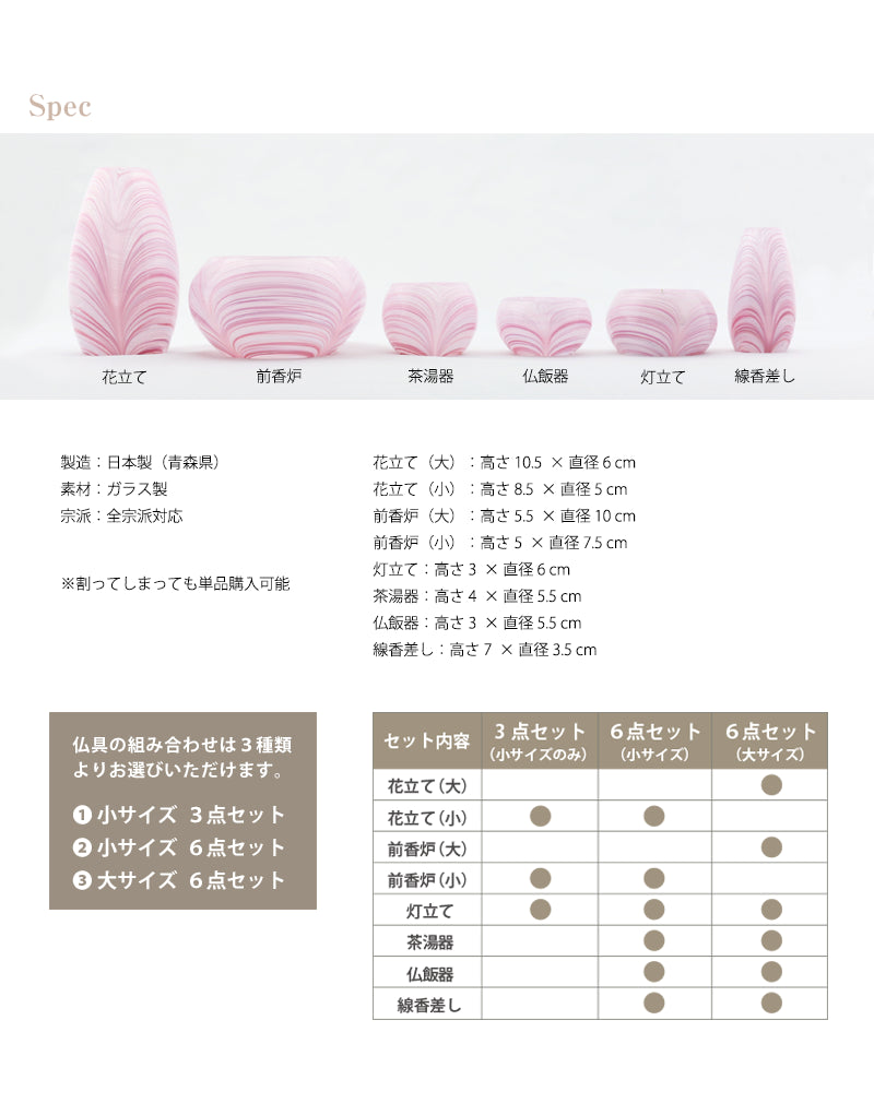 各仏具のサイズなど詳細