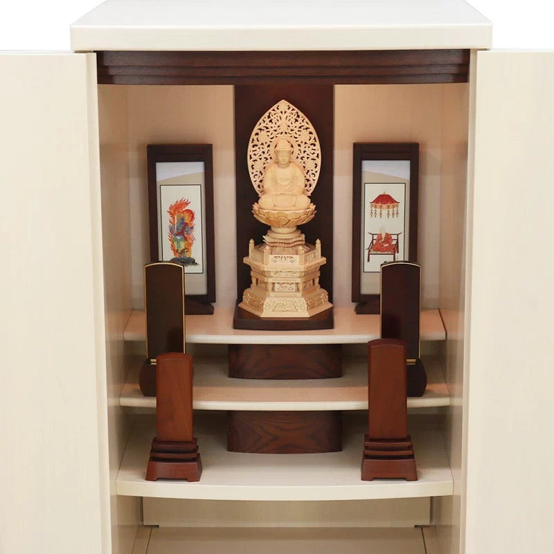 モダン仏壇 ゼフィール クリームホワイトの詳細アップ画像1枚目