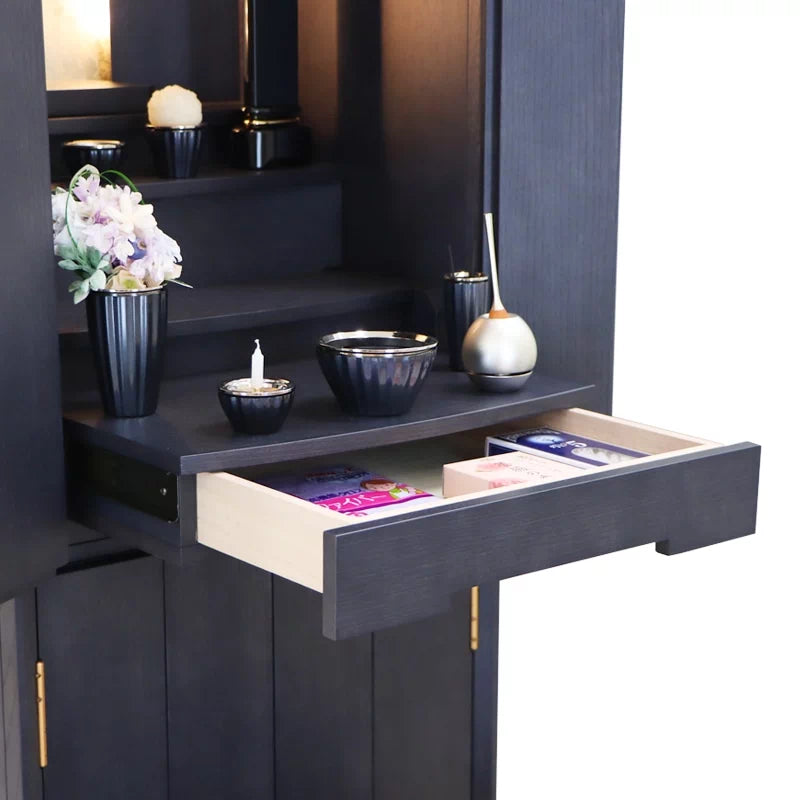 モダン仏壇 月箔 墨黒仕上げ 43号 スリムタイプの詳細アップ画像2枚目