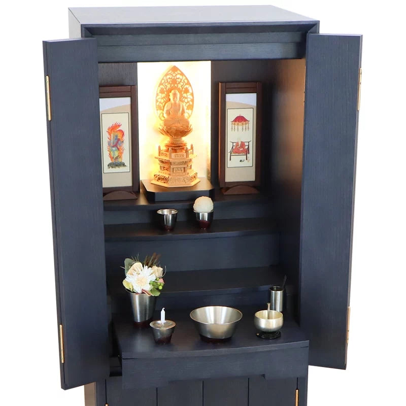 店長おすすめセット01の斜め角度からの本尊・仏具・リンの一式セット例