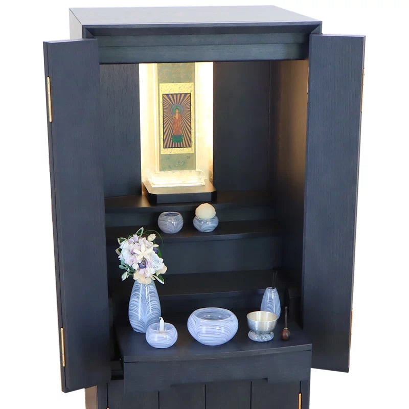 店長おすすめセット03の斜め角度からの本尊・仏具・リンの一式セット例