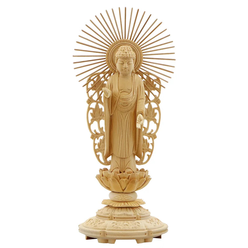 桧木仏像 上彫り 丸台座 西立弥陀 【浄土真宗本願寺派（西）】 | 本尊