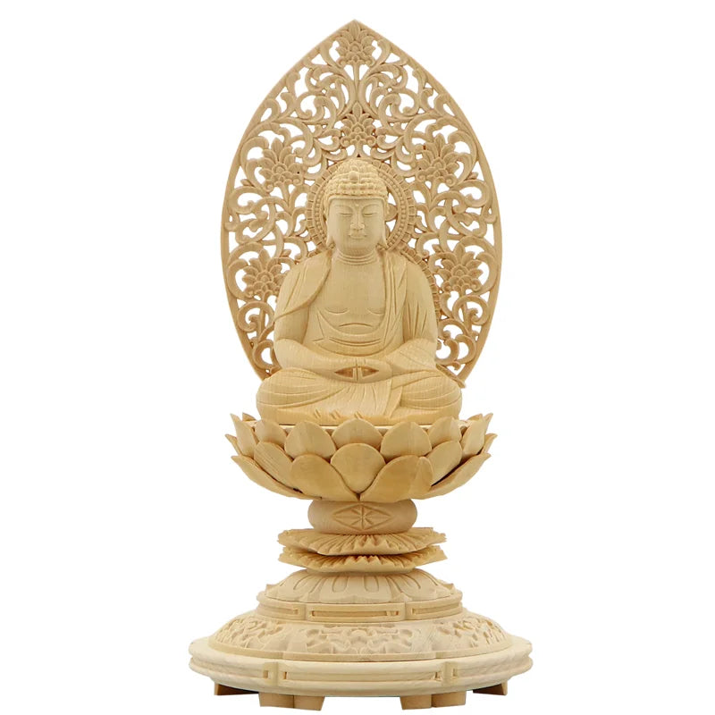 桧木仏像 上彫り 丸台座 座阿弥陀 【天台宗】 | 本尊・脇侍の通販