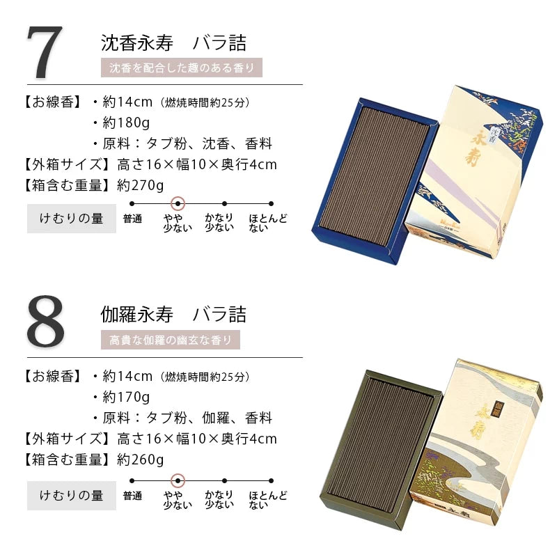 自宅用線香 伽羅永寿 10把 塗箱入