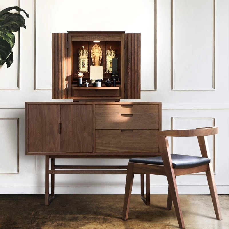 salvia キャビネットチェスト ウォールナット 105の仏壇設置イメージ