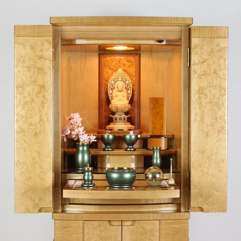 モダン仏具セット 「アルミムク」 グリーン 仏具6点セットの詳細アップ画像1枚目