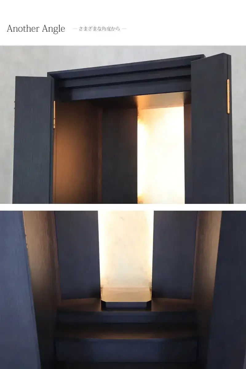 モダン仏壇 月箔 墨黒仕上げ 43号 スリムタイプのさまざまなアングルからのイメージ。