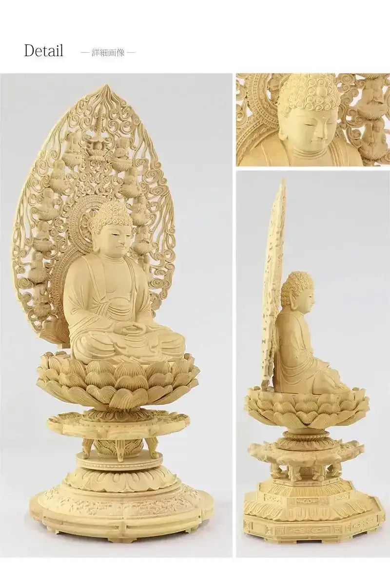 本柘植仏像 上彫り仕上げ 座釈迦 十三仏光背 【曹洞宗・臨済宗・禅宗】の詳細画像