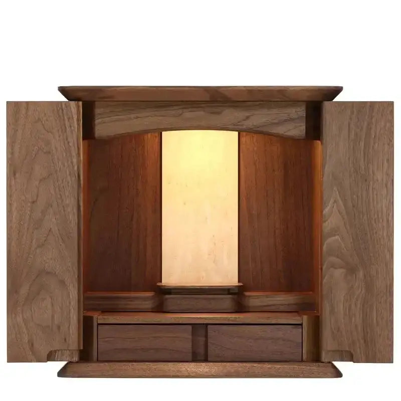 家具調仏壇２０号ウォールナット調プリント　新品　送料無料 仏壇 20号 家具調仏壇 木製 LEDライト 膳引き 引出し 上置き仏壇