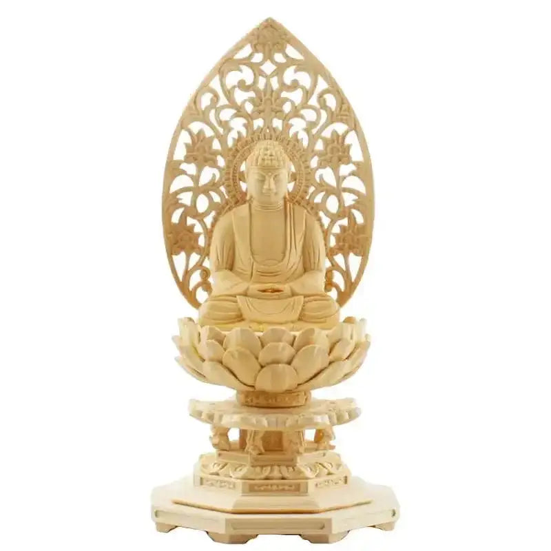 木像 座釈迦 高さ310mm 禅宗系 桧木仏像 八角台座 座釈迦 【曹洞宗・臨済宗・禅宗】 |本尊・脇