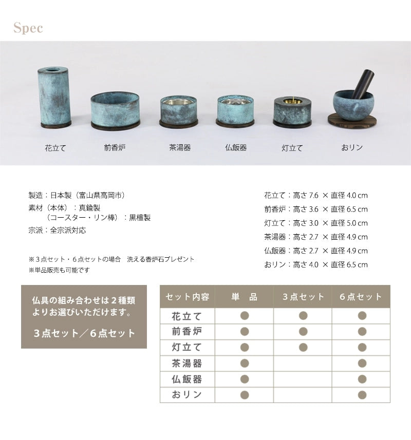 デザイン仏具 makoto 萌緑色の詳細スペック