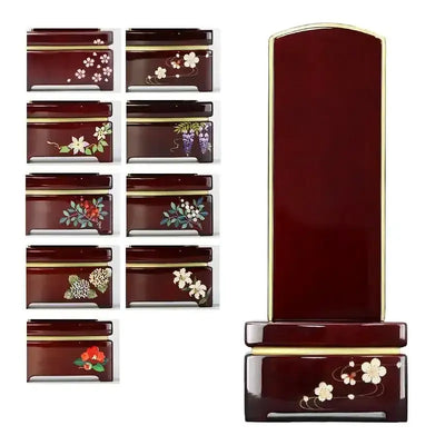 シンプル唐木位牌 紫檀 鏡面仕上げ【桜蒔絵】メイン画像01