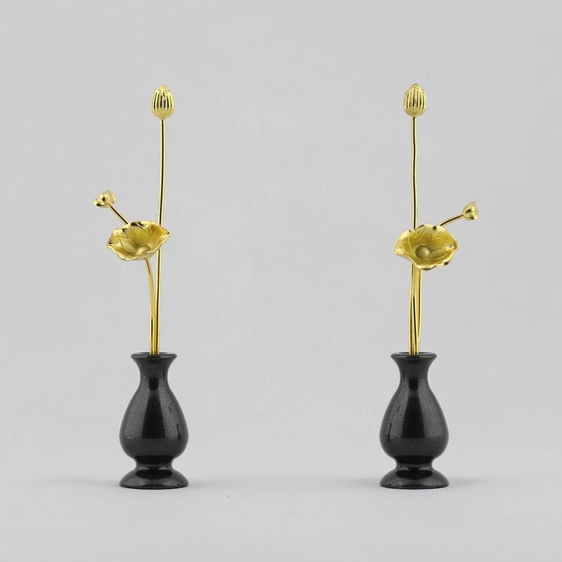 ミニ常花 メタルブラック 一対 | 仏具の通販 | インテリア仏壇 ルミエール ミニ常花 メタルブラック 一対 | 仏具の通販 | インテリア仏壇 ルミエール