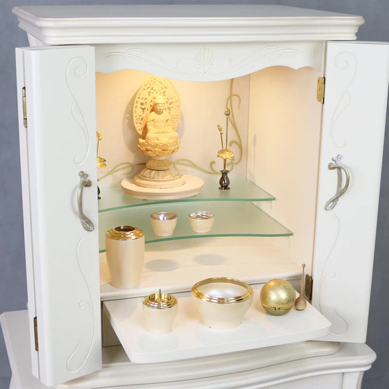 店長おすすめセット01の斜め角度からの本尊・仏具・リンの一式セット例