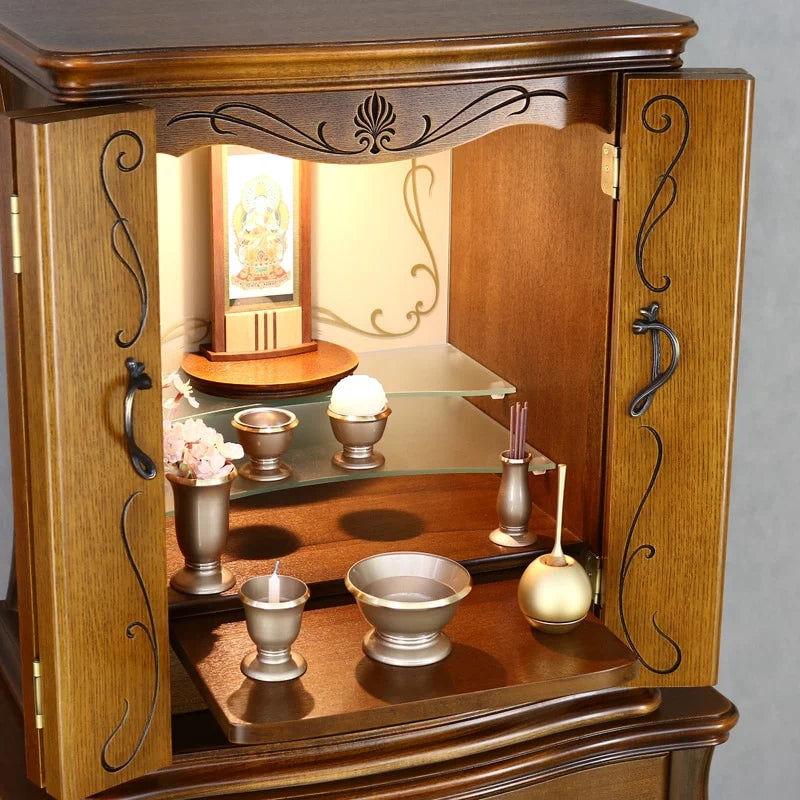 店長おすすめセット03の斜め角度からの本尊・仏具・リンの一式セット例