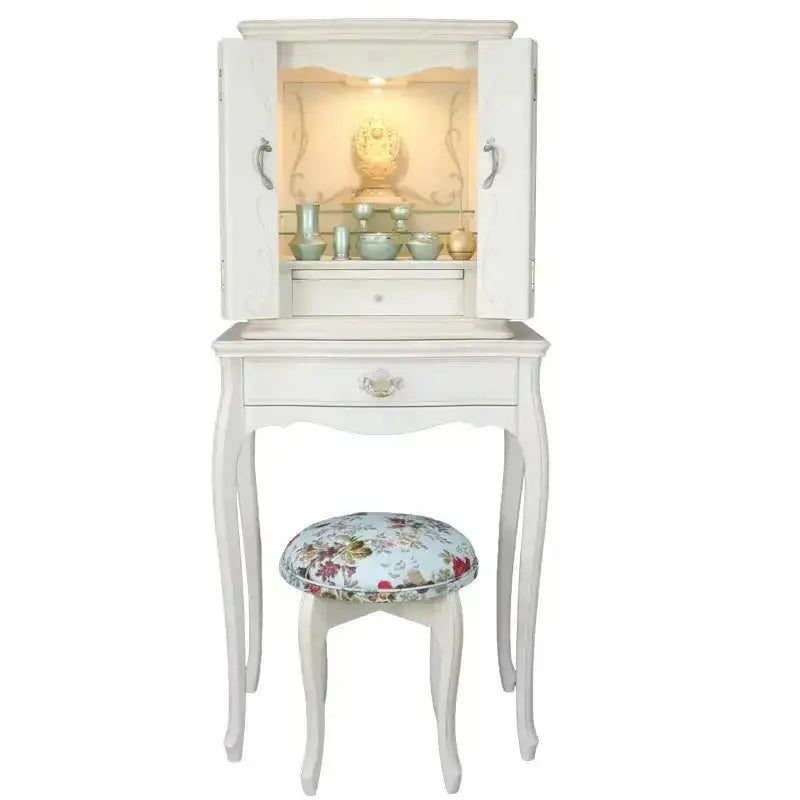 ヨーロッパ調仏壇 ボヌール ホワイト 脚付き&椅子付きメイン画像02