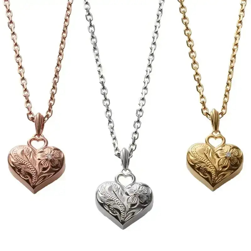 遺骨ペンダント ハート ハワイアン【ハワイアンジュエリー】 | 手元