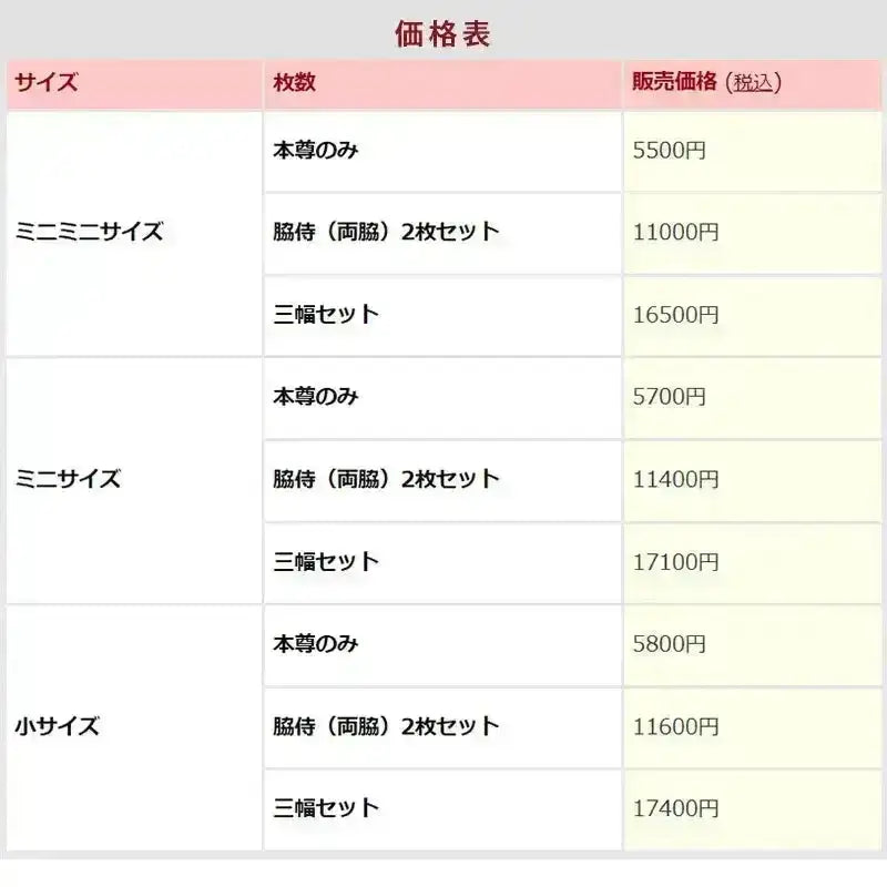 価格表