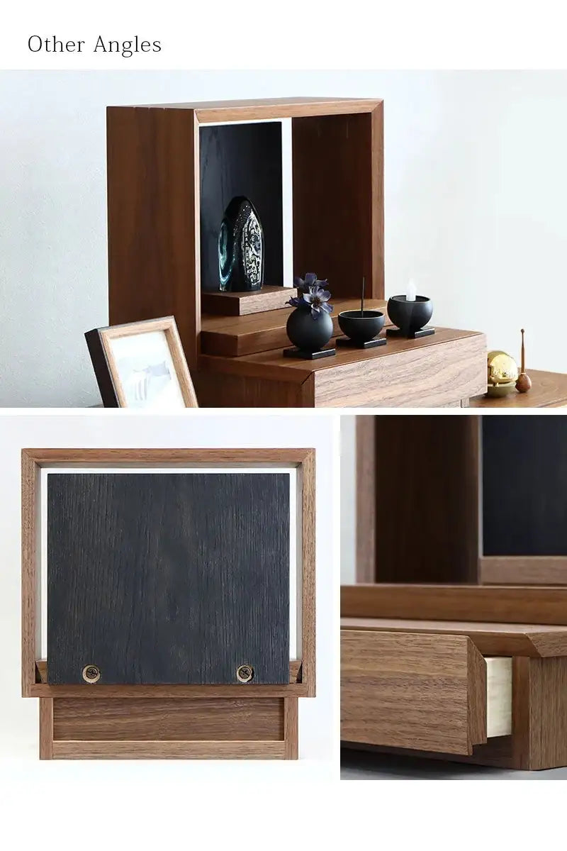 ミニ仏壇 KAKOI  ウォールナット&墨黒色の様々な角度から見た写真