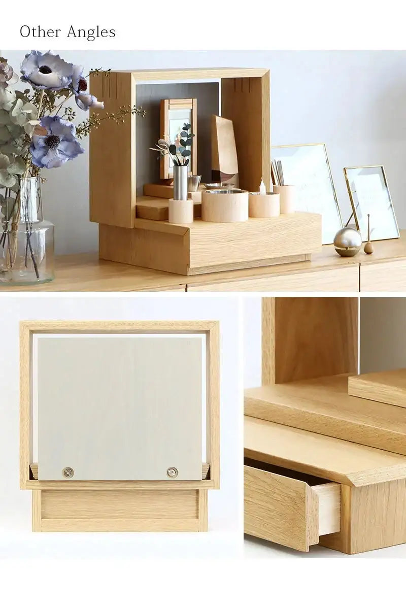 ミニ仏壇 KAKOI  オーク&錫色の様々な角度から見た写真