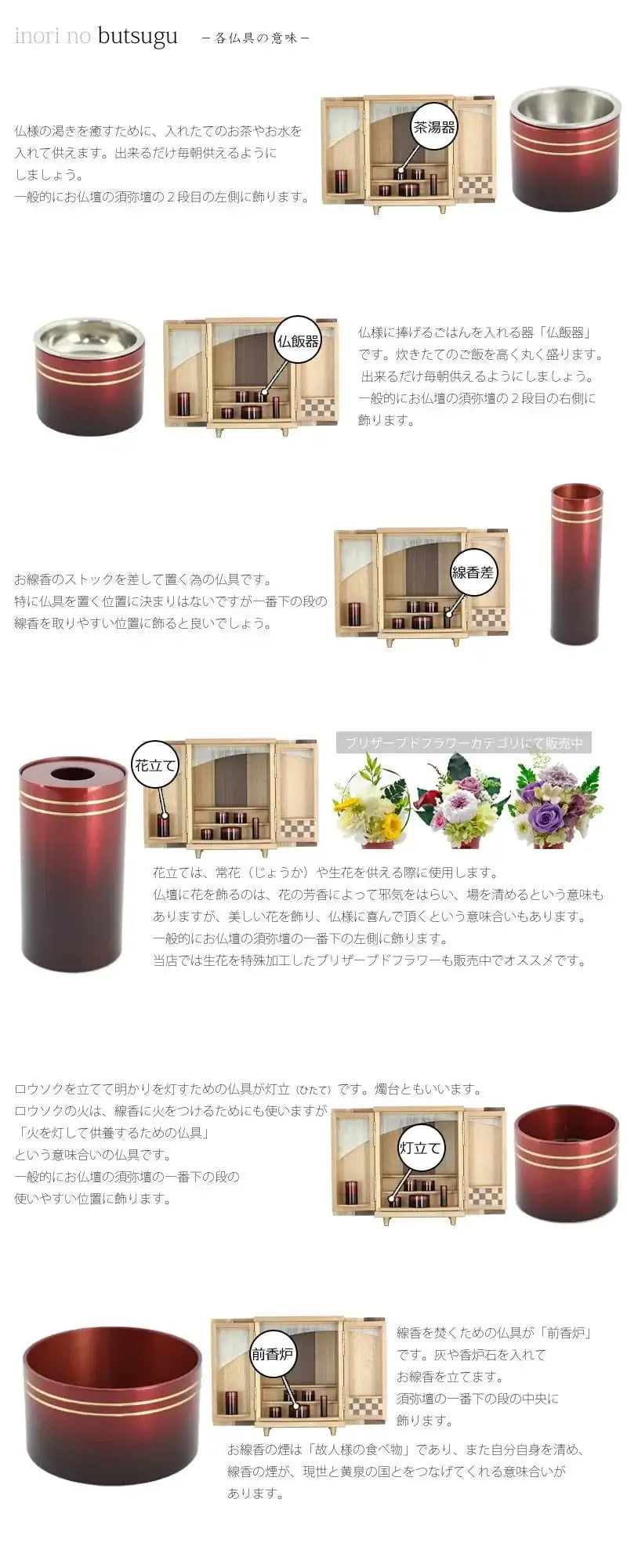 モダンミニ仏具セット 「彩」 溜色の詳細説明画像