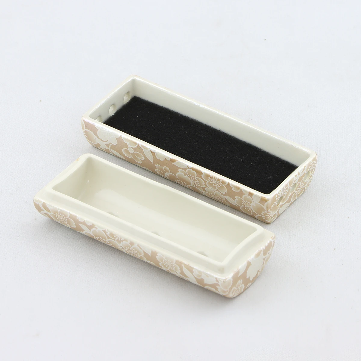 【アウトレット】美濃焼仏具 花むすび 長型香炉 シャンパンゴールド【単品】