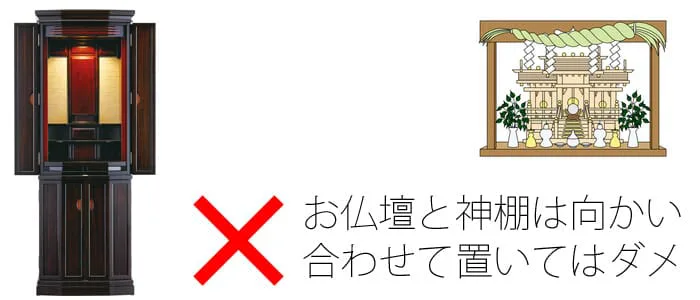 神棚とお仏壇は向かい合わせておかない