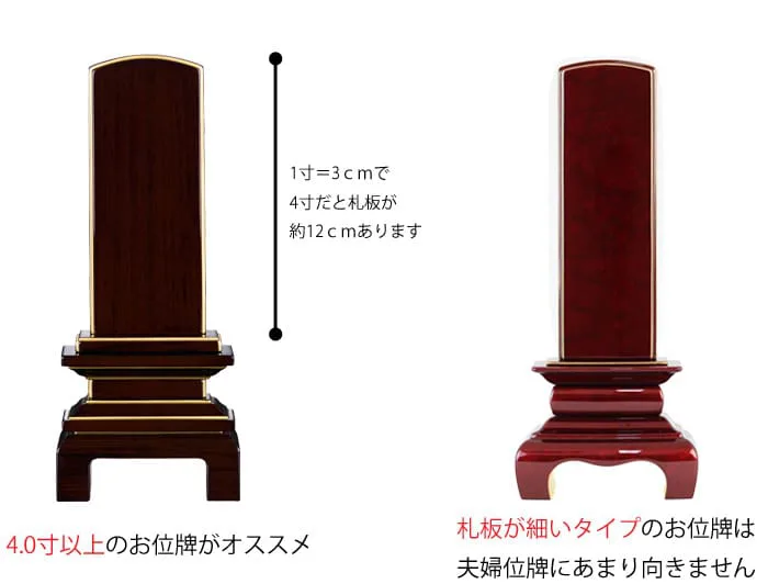 夫婦位牌に向いているお位牌の形状・大きさ