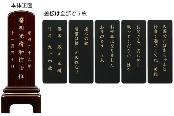 位牌内部の差板に家族からのメッセージが込められます