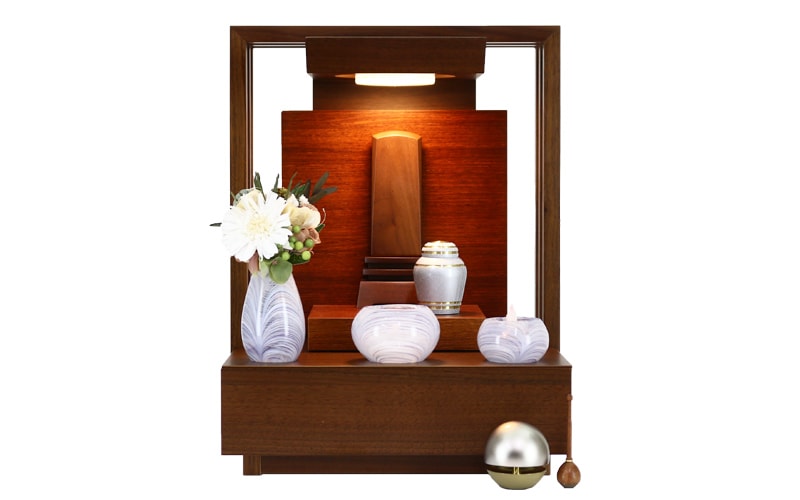 お位牌＆ミニ骨壺を中心としたミニ仏壇の飾り方
