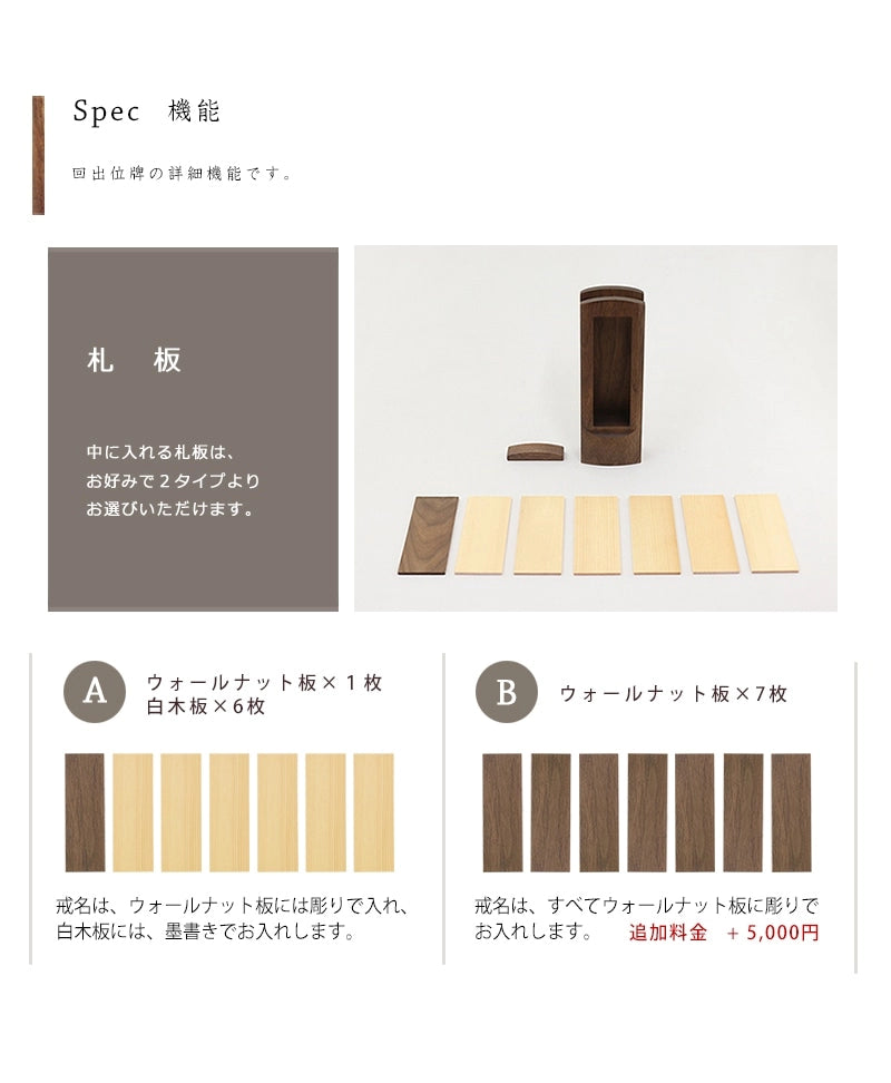 モダン回出位牌 アージョは、差板を２種類よりお選びいただけます。