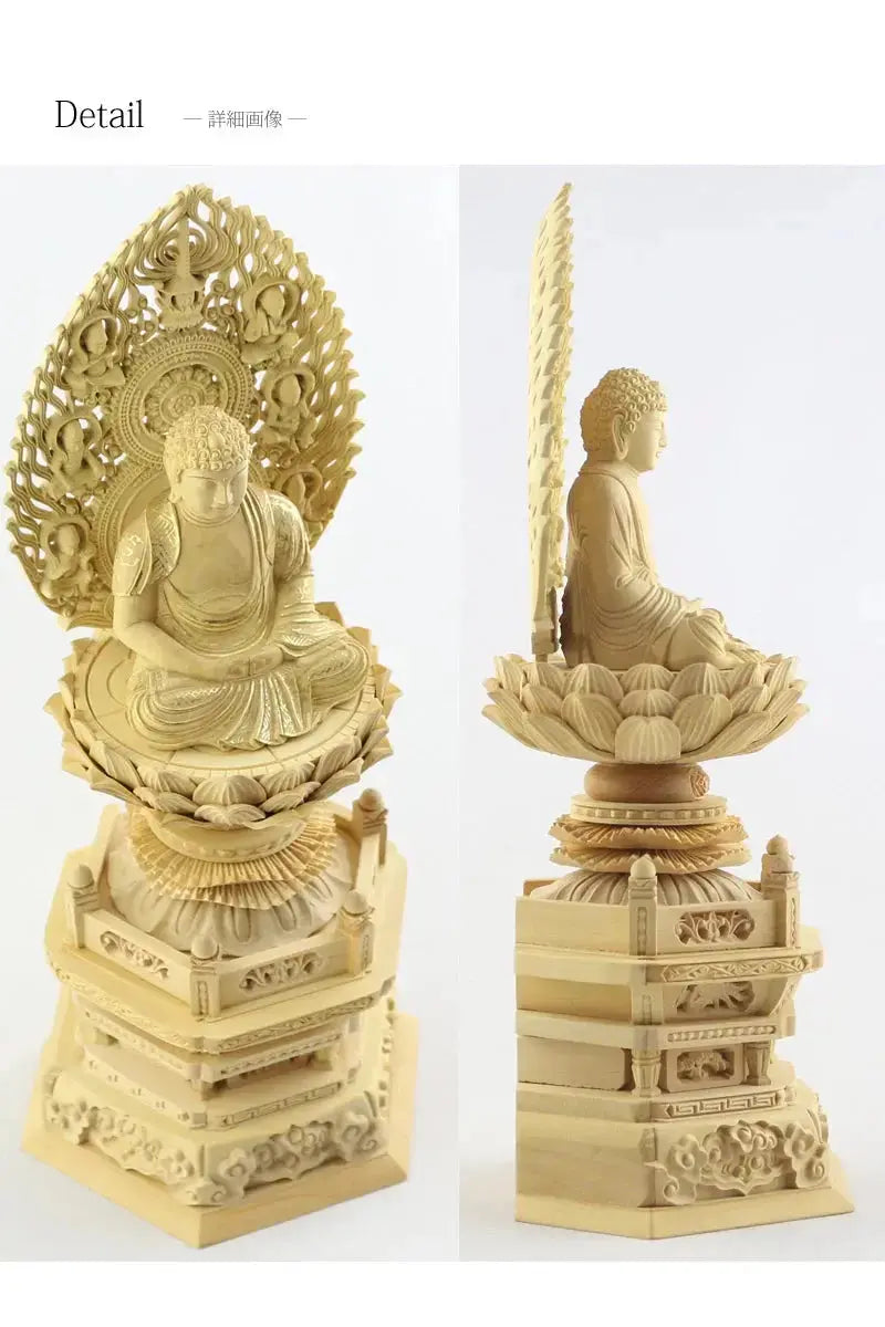 本柘植仏像 上彫り 六角台座 座阿弥陀 【天台宗】の商品画像9枚目