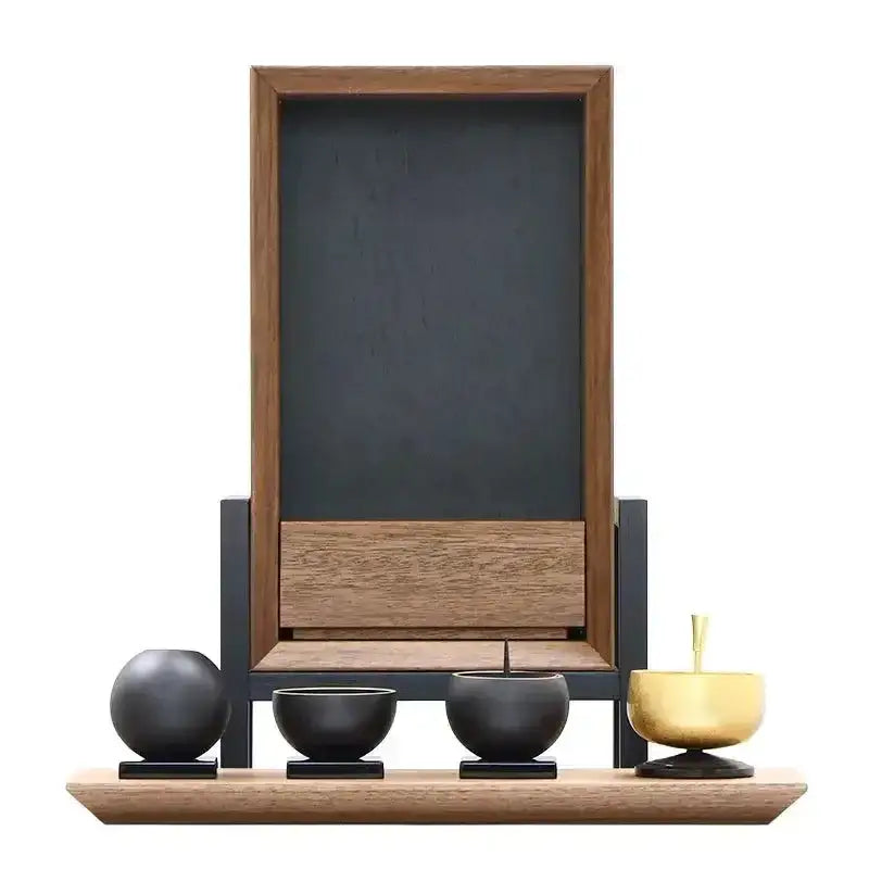 手元供養ステージ FLOAT 脚付きタイプ ウォールナット×墨黒色メイン画像02