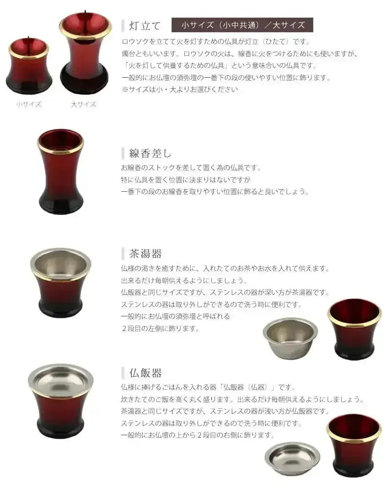 モダン仏具セット カヌレ ワイン 各仏具の説明。