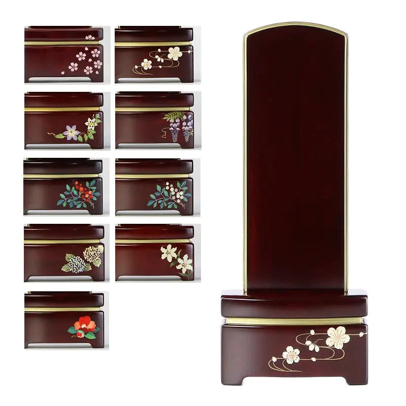 シンプル唐木位牌 紫檀 マット仕上げ【桜蒔絵】メイン画像01