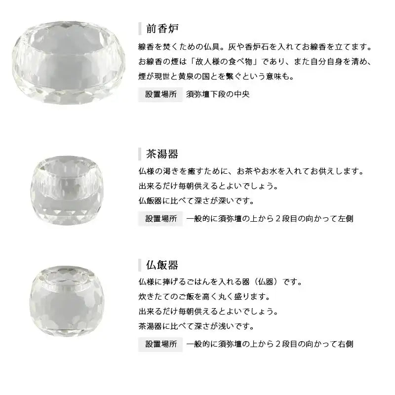 クリスタル仏具 セット　2 (仏具、仏壇) クリスタル仏具セット 「雫」 |仏具の通販| インテリア仏壇