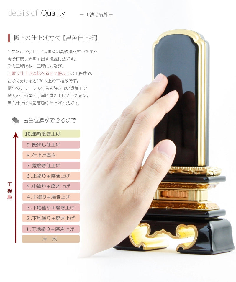 輪島塗位牌 勝美 呂色の商品画像5枚目