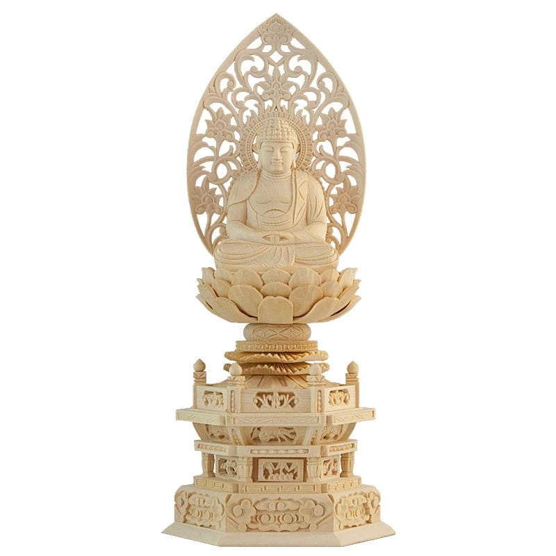 桧木仏像 六角台座 座阿弥陀 【天台宗】メイン画像01