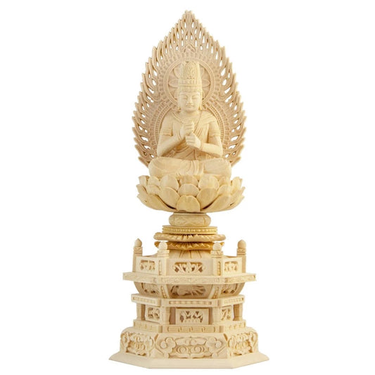 桧木仏像 六角台座 大日如来 【真言宗】メイン画像01