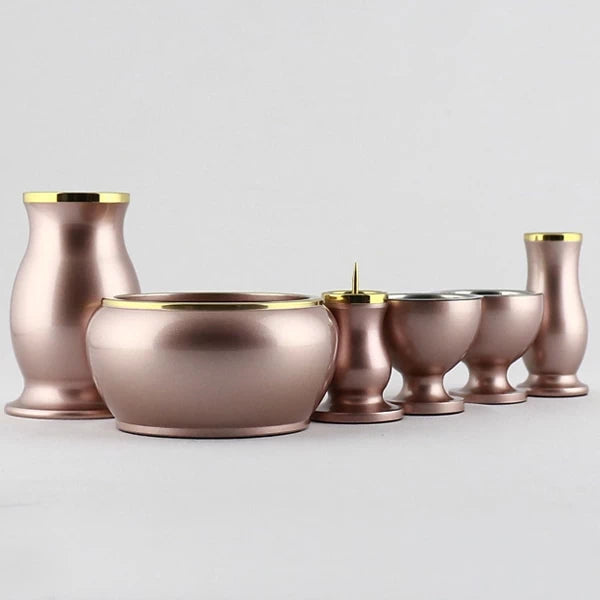 モダン仏具セット アルミムク ピンクメイン画像01